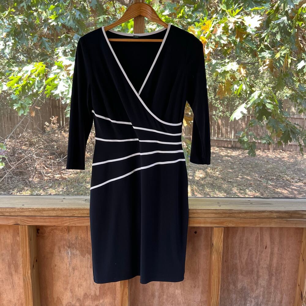 Lauren Ralph Lauren Women's Black & White Stripe Sheath Dress Size 8